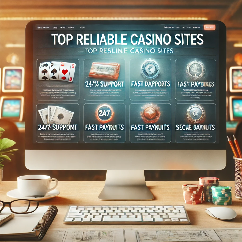 Güvenilir casino sitelerini ve özelliklerini listeleyen bir bilgisayar ekranı.