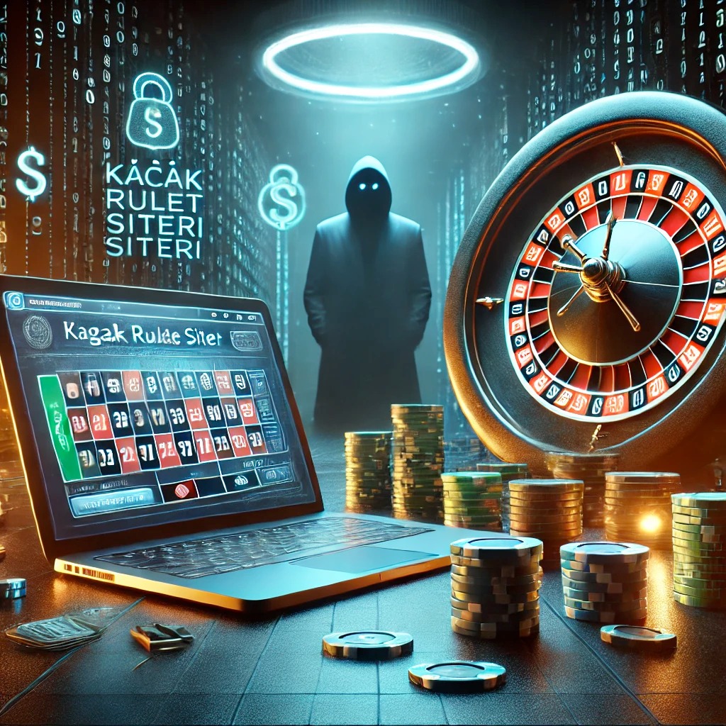 Neon ışıklı dijital rulet çarkı ve laptop ekranında oynanan yüksek bahisli bir rulet oyunu.