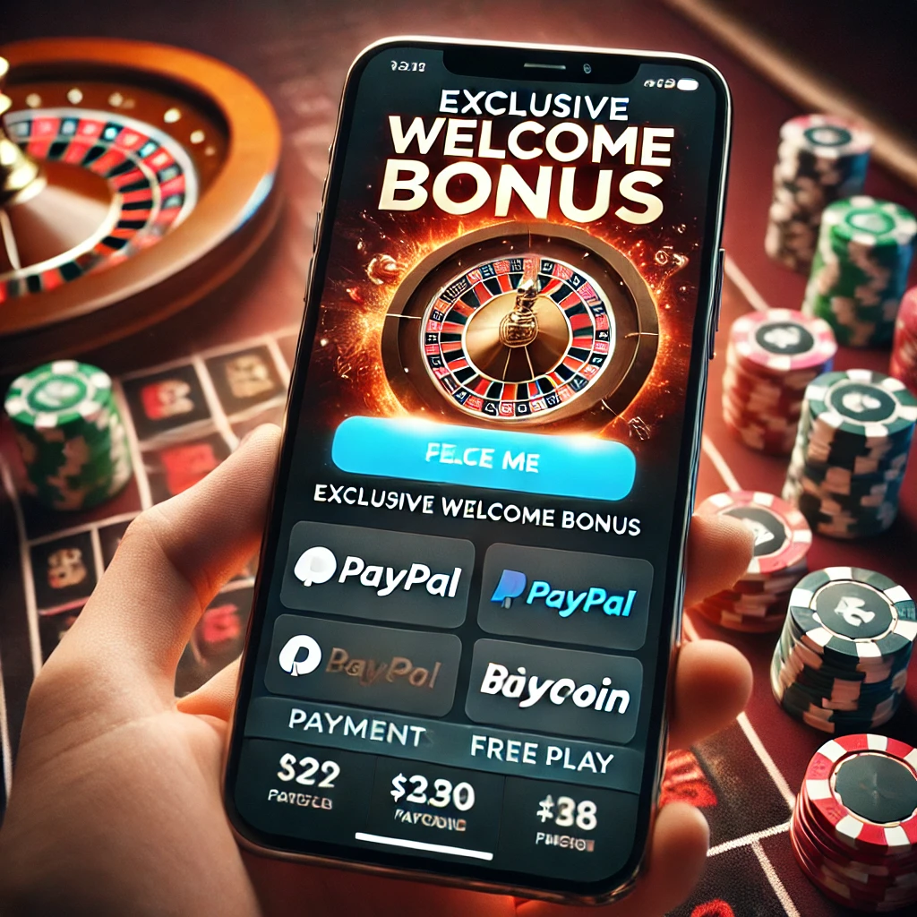 Bir kullanıcı, akıllı telefonunda casino uygulamasının hoş geldin bonusu teklifini inceliyor.